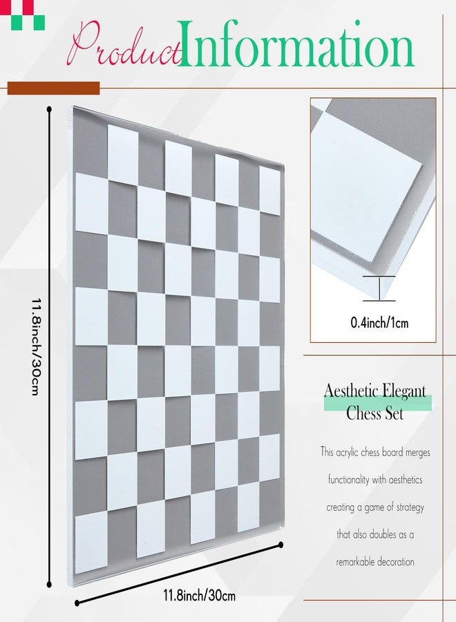 WinnerWhy Acrylic Chess Set, 11. 8 x 11. 8 Inch Large Modern Acrylic Checkers Set Table Game Board for Adults - Image 2